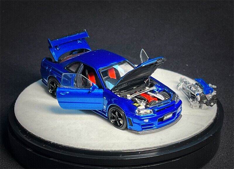 PGM × One model 1:64 R34 Z Tune 1 Engine Included Metallic Blue Luxury