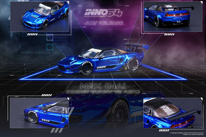 INNO64 1/64 Honda NSX (NA) Rocket Bunny V2 Aero Chrome Blue