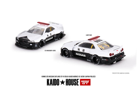 KAIDO HOUSE x MINI GT Nissan Skyline GT-R R34 Kaido Works V2 Aero Police