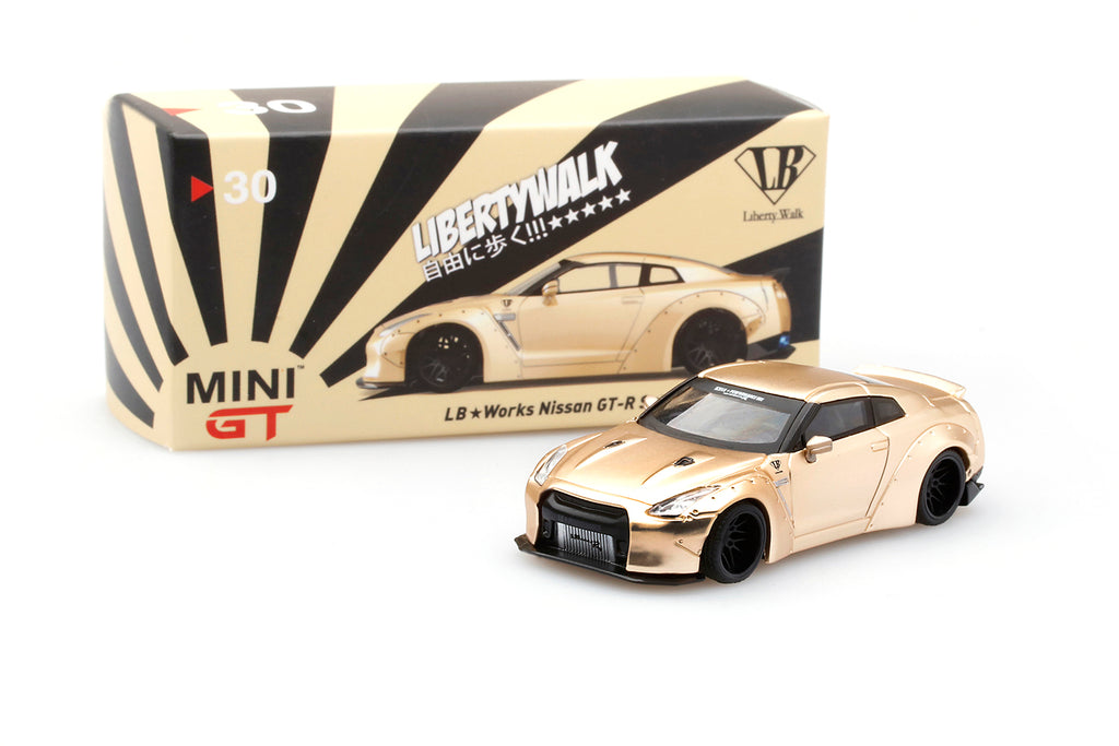 MINI GT #30 LB☆WORKS Nissan GT-R (R35) Rear Wing ver 2 Satin Gold 